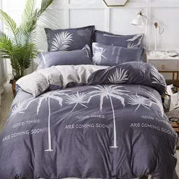 JC HOME Grey Printed Double King Bedding Set-image-75