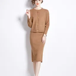 JC Collection Round Neck Top & Skirt Co-Ords Set-image-24
