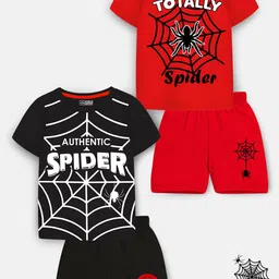HERE&NOW Kids Pack Of 2 Spider-Man Printed T-Shirt With Shorts-41