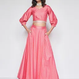 Global Desi Printed Top With Skirt Co-Ords-picture-30