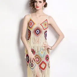 JC Collection Women Self Design Crochet Top with Skirt-picture-14