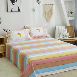 JC HOME Blue & Brown Striped Double King Bedding Set & 2 Pillow Covers & Quilt Cover-image-93