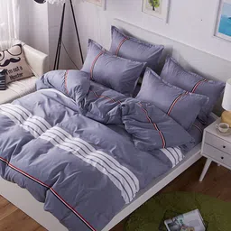 JC HOME  Grey & White Printed Double Extra Large Bedding Set-image-81