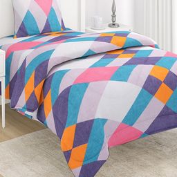 HOKIPO Blue & Purple Geometric 3 Pieces Single Regular Bedding Set-picture-33