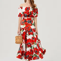 JC Collection Printed Top With Skirt Co-Ords Set-image-16