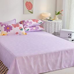 JC HOME Purple & Yellow Floral Printed Double King Bedding Set-image-33
