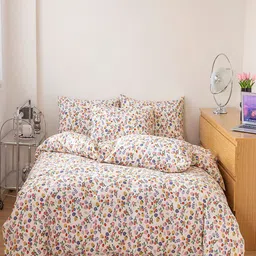 JC HOME White & Pink Pure Cotton Double Extra Large Bedding Set-image-25