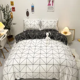 JC HOME White & Grey Bedding Set-image-66