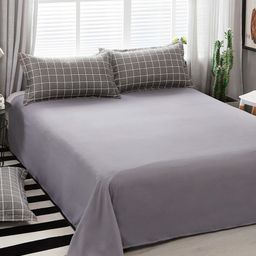 JC HOME Grey Checked Double King Bedding Set-51