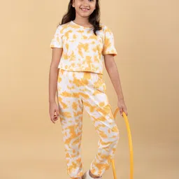 TWEENY MINI Girls Tie and Dye Dyed Pure Cotton T-shirt with Pyjamas-image-66