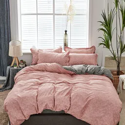 JC HOME Pink & Grey Printed Single Bedding Set-image-28
