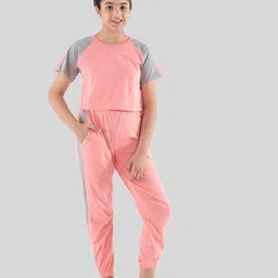 TWEENY MINI Girls Colourblocked Pure Cototn T-shirt with Pyjamas-image-40