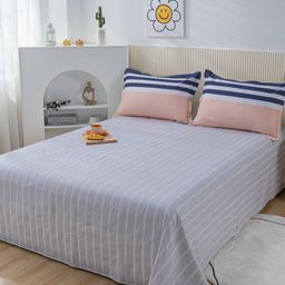 JC HOME Grey Striped Pure Cotton Single Bedding Set-image-18