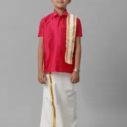 Ramraj Boys Ethnic Shirt and Dhoti With Angavastram-image-93