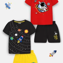 HERE&NOW Kids Pack Of 2 Printed T-Shirt With Shorts-48