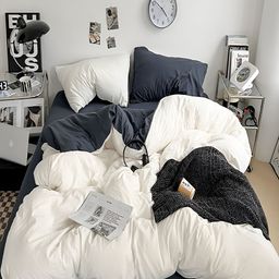 JC HOME Navy Blue & White Double Queen Bedding Set-image-29
