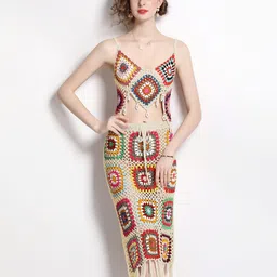 JC Collection Shoulder Strap Geometric Top with Skirt-image-50