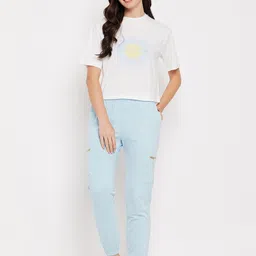 CAMLA Typography Printed Pure Cotton T-shirt With Joggers-image-82