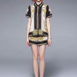 JC Collection Women Black & Yellow Printed Top & Shorts-image-58