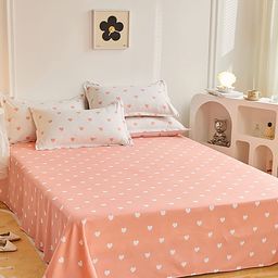 JC HOME Pink & White Printed Double Queen Bedding Set-image-55