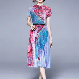 JC Collection Printed Boat Neck Short Sleeves Top With Skirt Co-Ords-image-41
