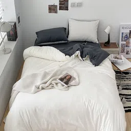 JC HOME Grey and White Regular AC Room Bedding Set-image-0