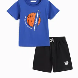 Campana Boys Printed Pure Cotton T-shirt With Shorts-image-86