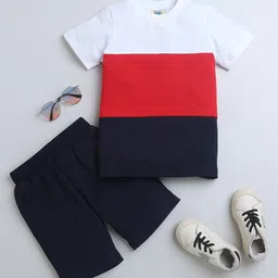 ZIP ZAP ZOOP Boys Colourblocked Pure Cotton T-shirt with Shorts-19