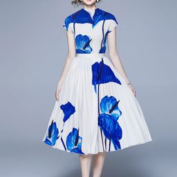 JC Collection Floral Printed Boat Neck Short Sleeves Top With Skirt Co-Ords-image-80