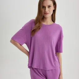 DeFacto Self Design Drop Shoulder Sleeves T-Shirt & Shorts-picture-57