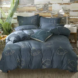 JC HOME Blue Printed Double Queen Bedding Set-image-27