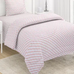 HOKIPO White & Red Floral 3 Pieces Microfiber Single Regular Bedding Set-picture-28