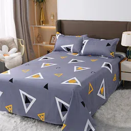 JC HOME Multi Printed 100% Cotton Queen Size Bed sheet With 2 Pillow Covers & A Quilt Cover-image-49