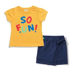 JusCubs Girls Printed Pure Cotton Top With Shorts-image-3