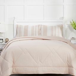 MYTRIDENT PinkWhite Striped Double King Bedding Set-39