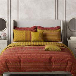 DDecor Yellow & Red Floral Printed Double King Bedding Set-picture-7