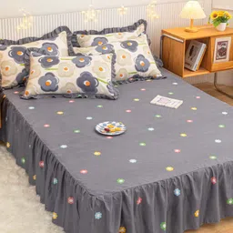 JC HOME Grey & Beige Printed Double King Bedding Set-image-45