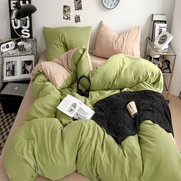 JC HOME Khaki & Green 4 Pieces Double King Bedding Set-picture-47