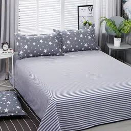 JC HOME Grey & White Striped Double King Bedding Set-image-50