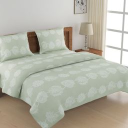 SWAYAM Olive-Green Printed Pure Cotton 150 GSM Double King Bedding Set-14