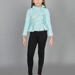 Peppermint Girls Self Design Textured Top With Leggings-image-82