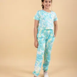 TWEENY MINI Girls Tie and Dye Dyed Pure Cotton T-shirt with Jogger Set-image-18