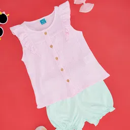 YU by Pantaloons Girls Cap Sleeves Pure Cotton Top With Shorts-image-33