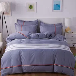 JC HOME Grey & White Striped Double Queen Bedding Set-image-80