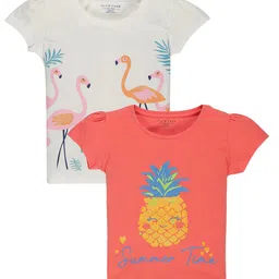 PLUM TREE Girls Pack of 2 Printed Pure Cotton T-shirts-image-18