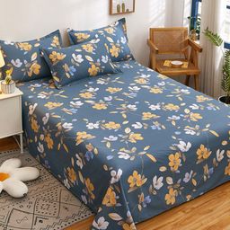 JC HOME Blue & White Printed Double Queen Bedding Set-image-32