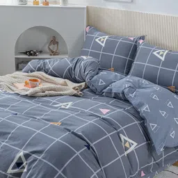 JC HOME Grey Printed Double King Bedding Set With Quilt-picture-18