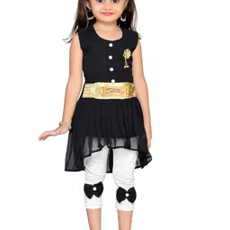ADIVA Girls Black & White Embellished Top with Leggings-image-54