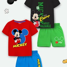 YK Disney Boys Pack of 2 Mickey Mouse Printed T-shirt with Shorts-20