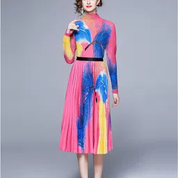 JC Collection Printed Round Neck Top with Skirt-picture-53